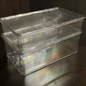 iDesign Hinged-Lid Stackable Boxes (Small and Large)